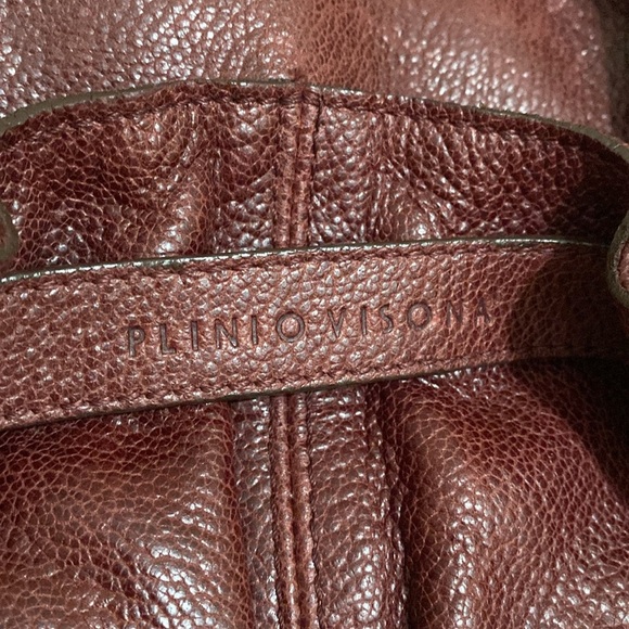 Plinio Visona Elegant Burgundy Leather Tote Bag women Large boho Y2K avant-garde - Picture 4 of 15